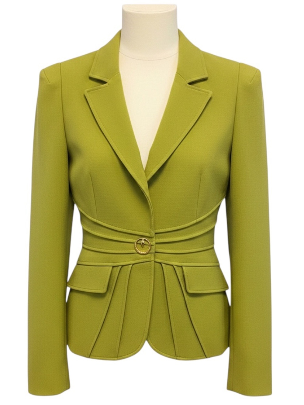 CAVALLI CLASS RARE VINTAGE LIME GREEN SEAMED JACKET WITH GOLD SNAKE BUTTON